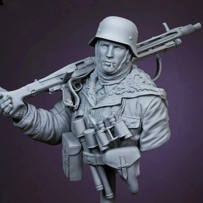 1/10 WWII German Panzerfaust Gunner, Resin Model Bust Kit, Unassembled and Unpainted