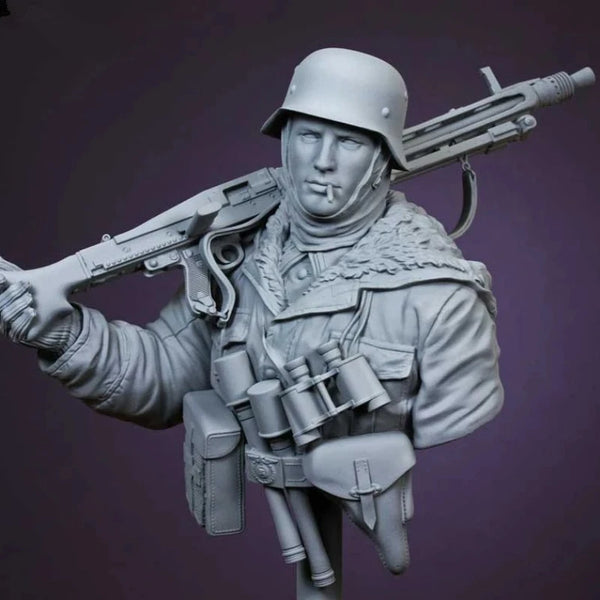 1/10 WWII German Panzerfaust Gunner, Resin Model Bust Kit, Unassembled and Unpainted
