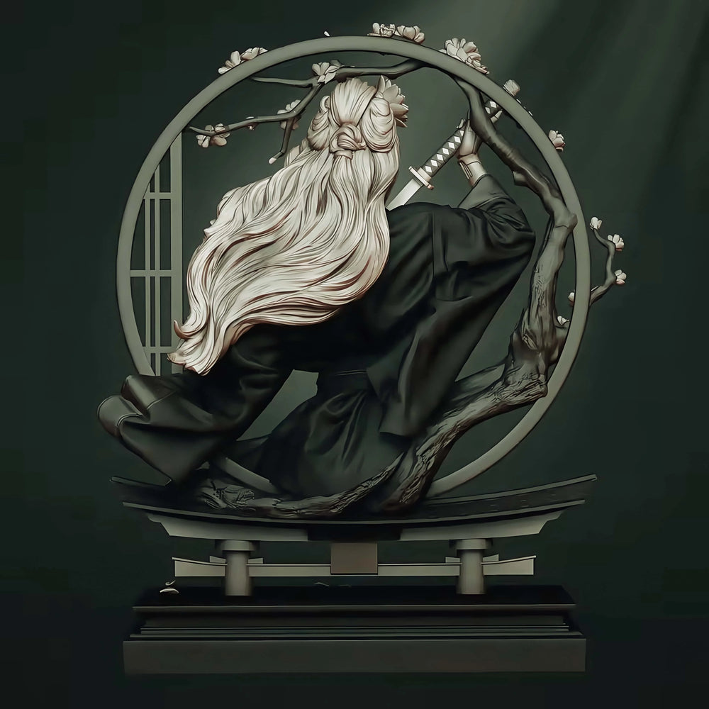 Elf Warrior with Greatsword and Flowing Hair, Resin Model Bust Kit, Fantasy Theme, Unassembled and Unpainted