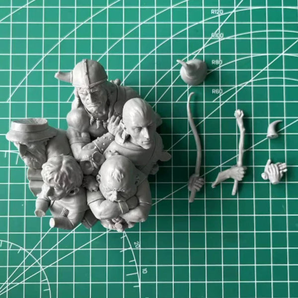 1/12 Viking Dungeon Friends Character, 6 Figures, Resin Model Bust Kit, Fantasy Theme, Unassembled and Unpainted
