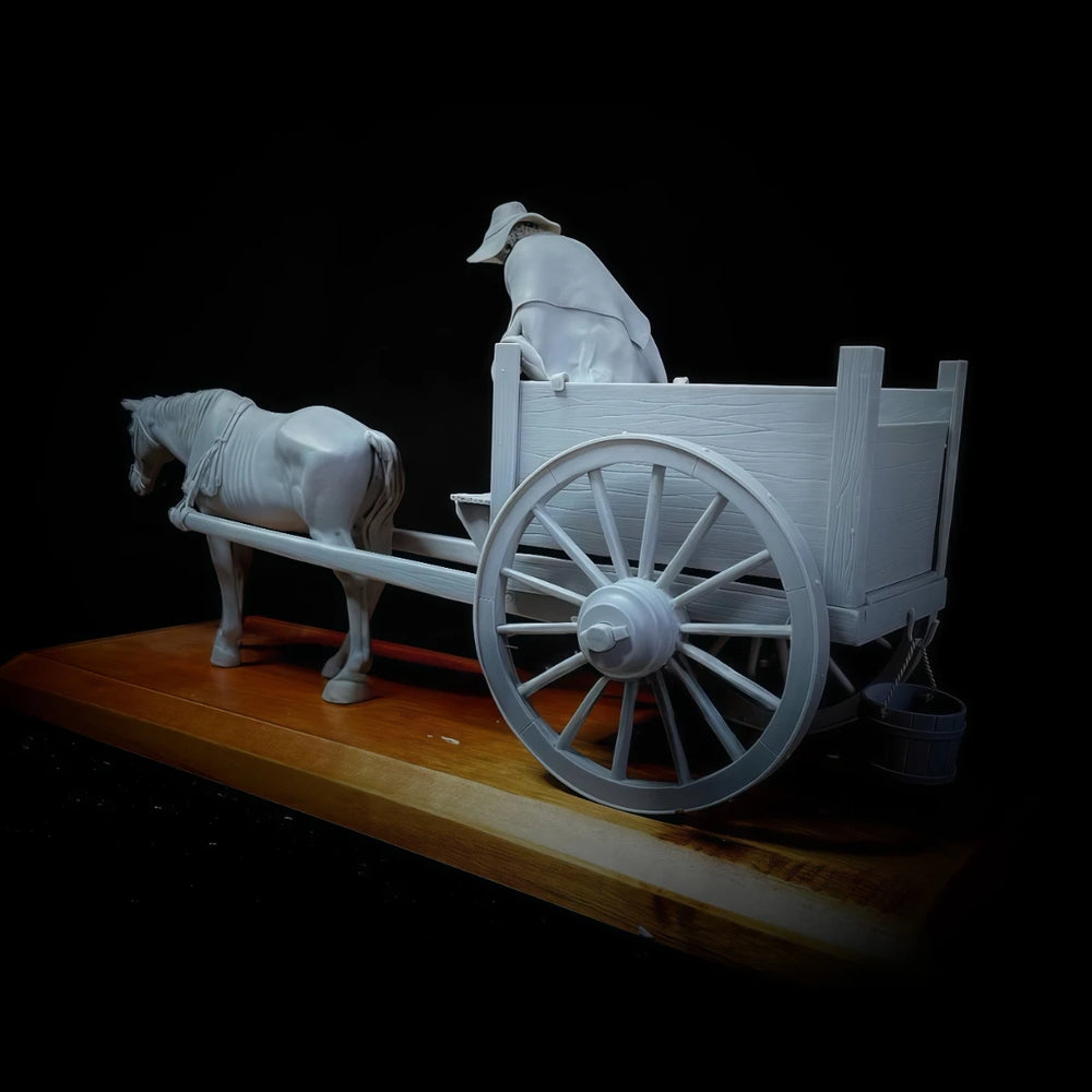 54mm Historical Horse-Drawn Carriage, 4 Figures, Resin Model Vehicle Kit, Historical Theme, Unassembled and Unpainted