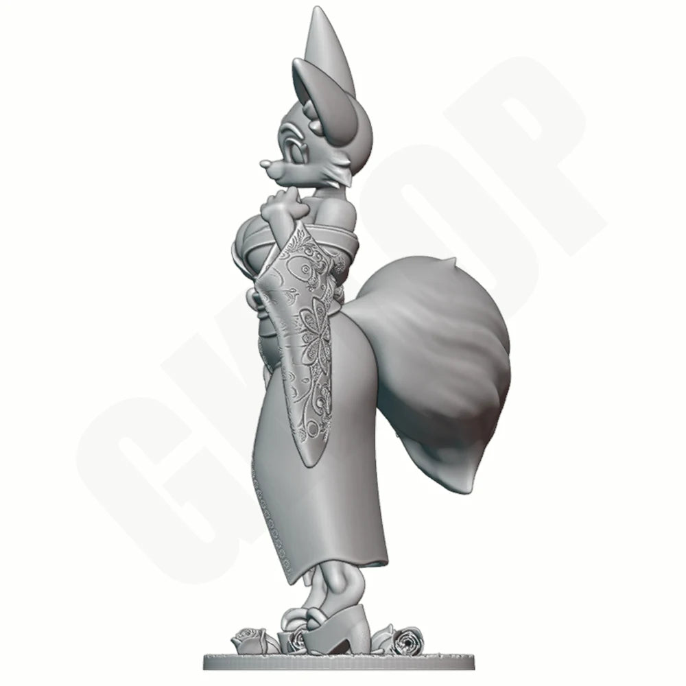 1/24 Japanese Beast-Ear Girl, Resin Model Figure Kit, Anime Theme, Unassembled and Unpainted