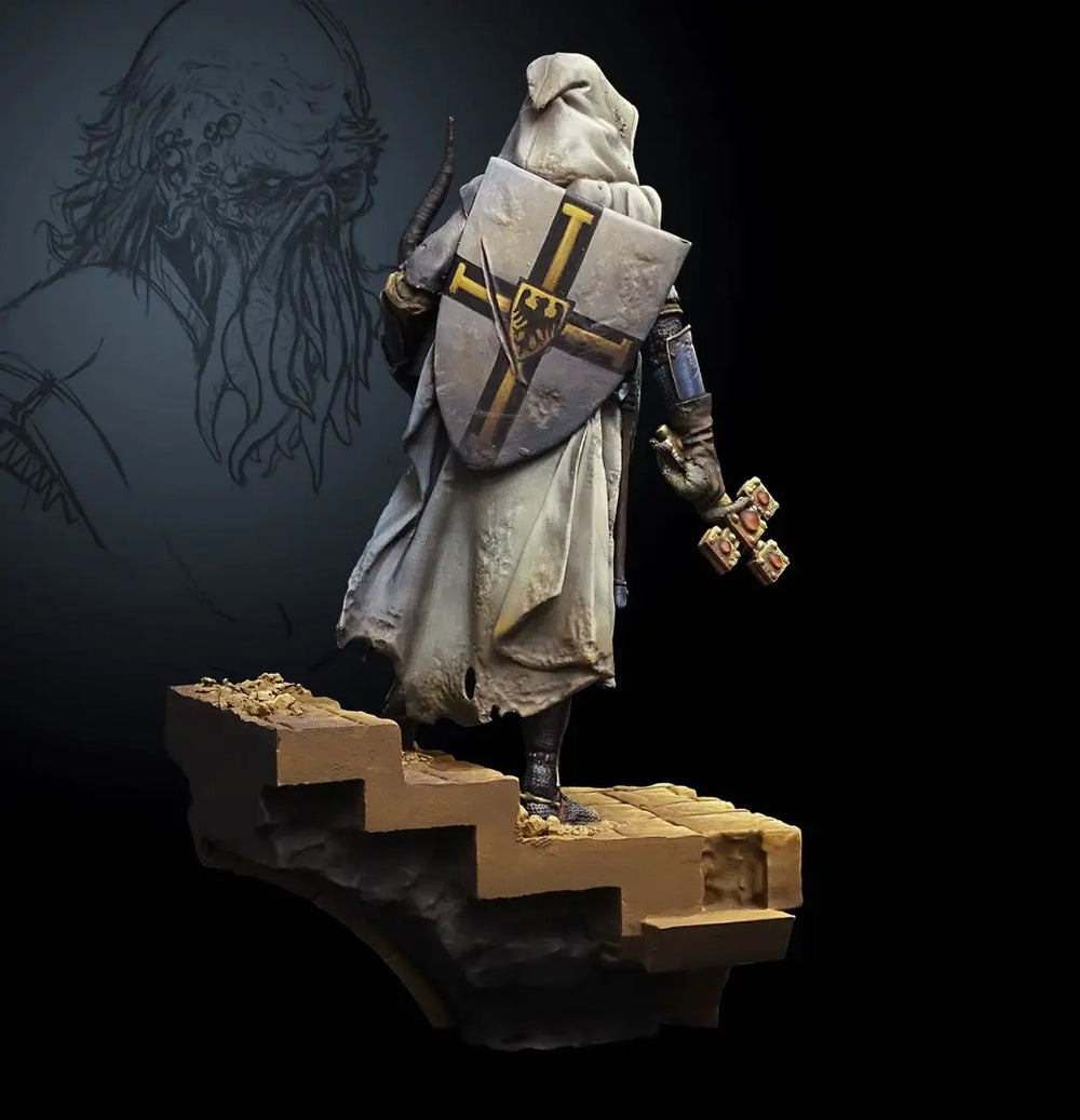 1/24 Hooded Knight in White Cloak, Resin Model Figure Kit, Fantasy Theme, Unassembled and Unpainted