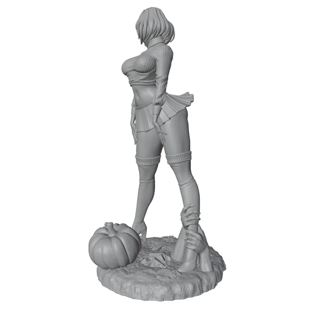 1/24 Autumn Pin-up Standing on Pumpkin, Resin Model Figure Kit, Unassembled and Unpainted