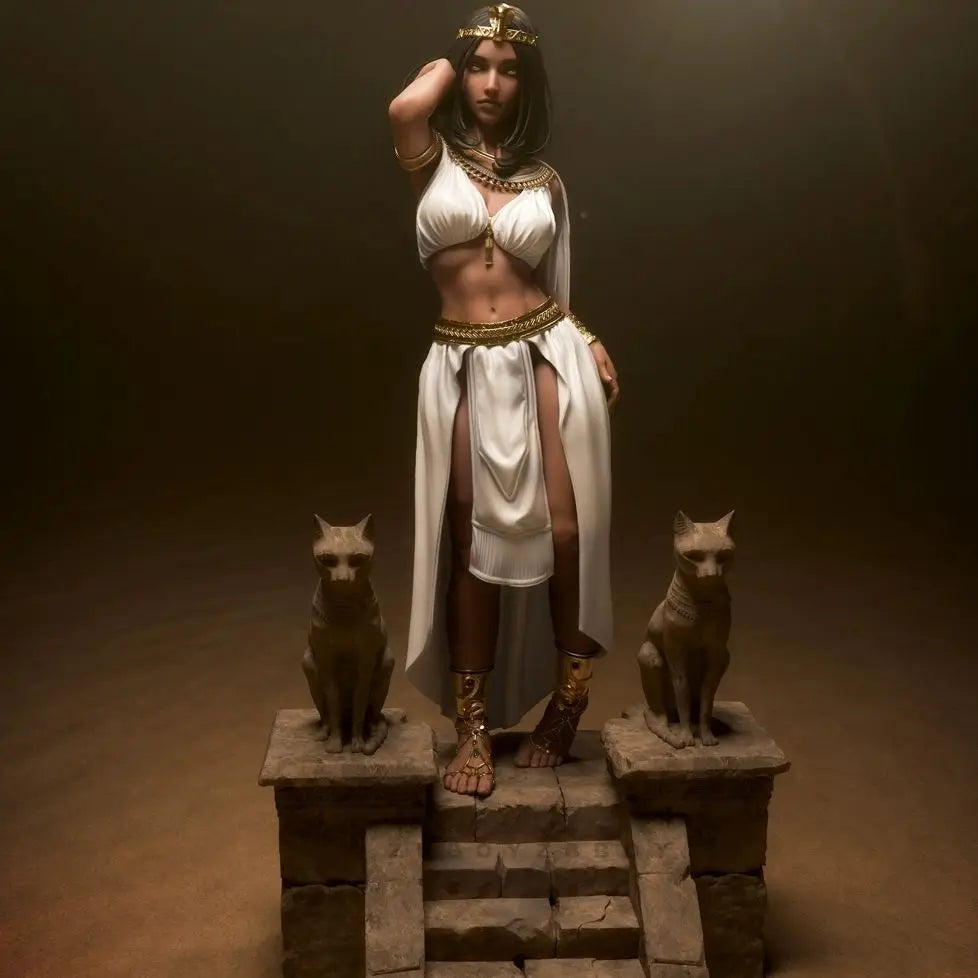 75mm Ancient Egypt Cleopatra Queen with Attendants, Resin Model Figure Kit, Unassembled and Unpainted