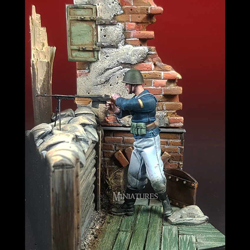 1/35 WWI British Infantry at Sandbag Emplacement, 2 Figures, Resin Model Figure Kit, Unassembled and Unpainted