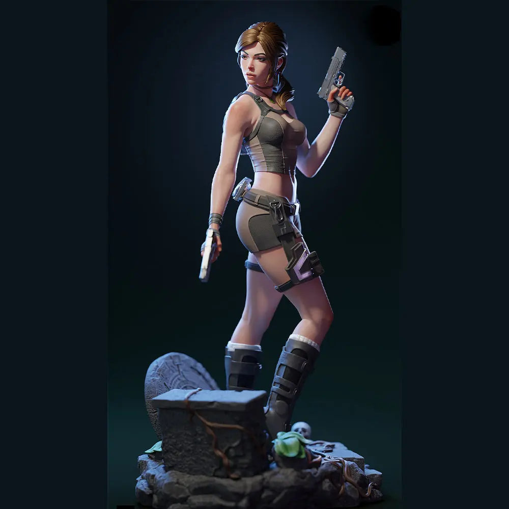 1/24 Modern Female Operative with Dual Pistols, Resin Model Figure Kit, Unassembled and Unpainted