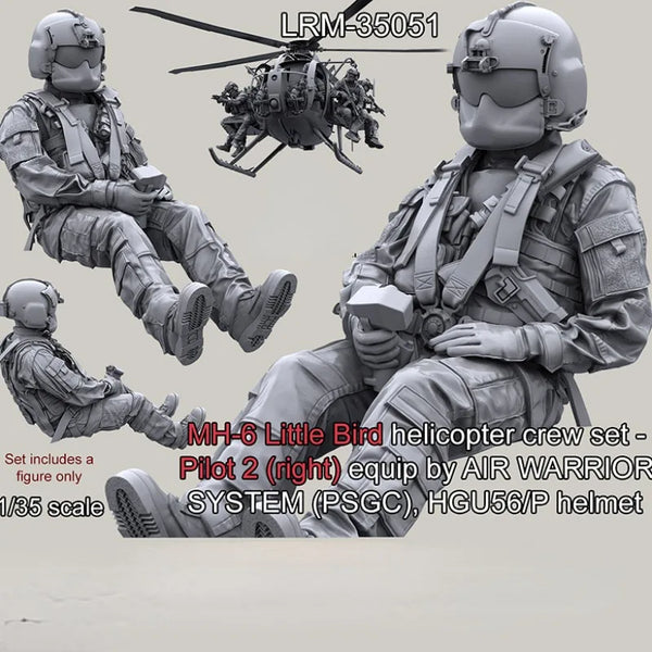 1/35 Modern US MH-6 Little Bird Helicopter Crew, 4 Figures, Resin Model Figure Kit, Unassembled and Unpainted