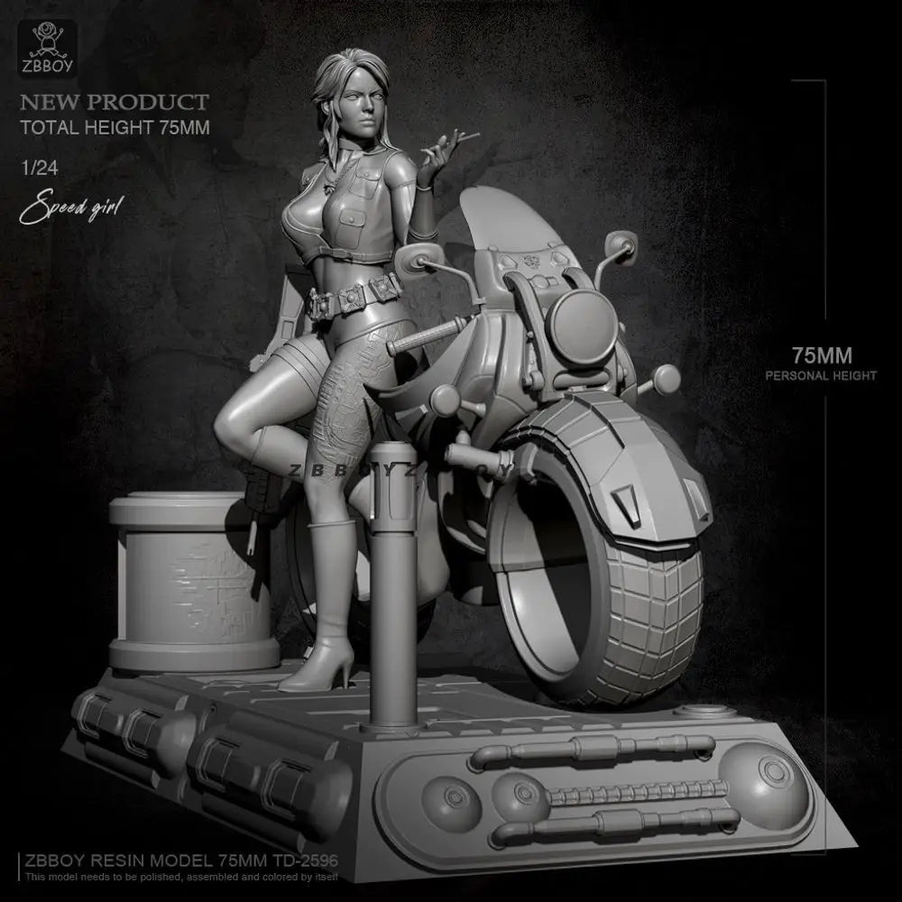 1/24 Speed Lady, Resin Model Figure Kit, Unassembled and Unpainted