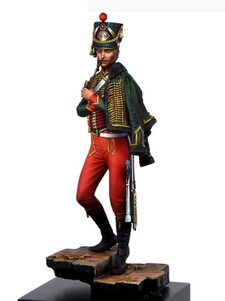 1/24 Napoleonic French Officer in Green Coat with Shako, Resin Model Figure Kit, Unassembled and Unpainted