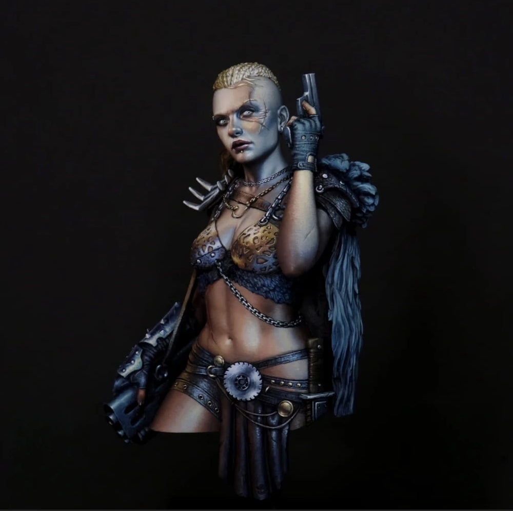 1/10 Wing-Shouldered Sci-Fi Warrior with Rifle, Resin Model Bust Kit, Fantasy Theme, Unassembled and Unpainted