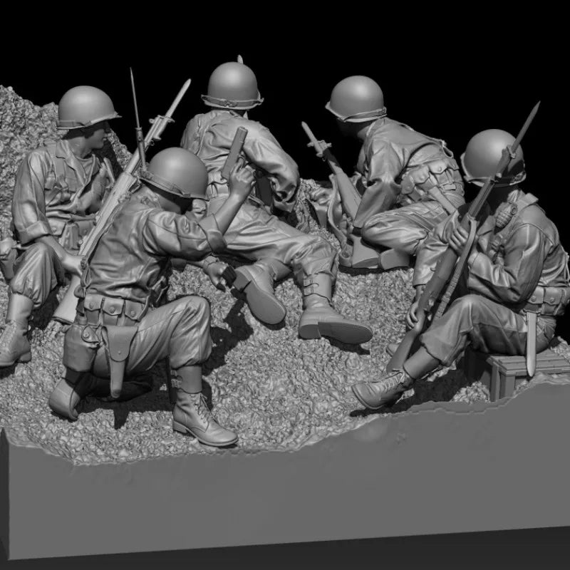 1/35 WWI German Soldiers Pickelhelm, 5 Figures, Resin Model Figure Kit, Unassembled and Unpainted
