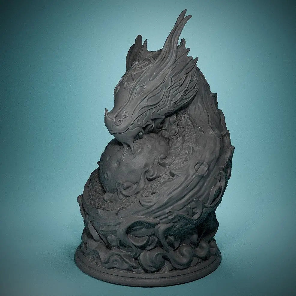 80mm Dragon Loong, Resin Model Bust Kit, Fantasy Theme, Unassembled and Unpainted
