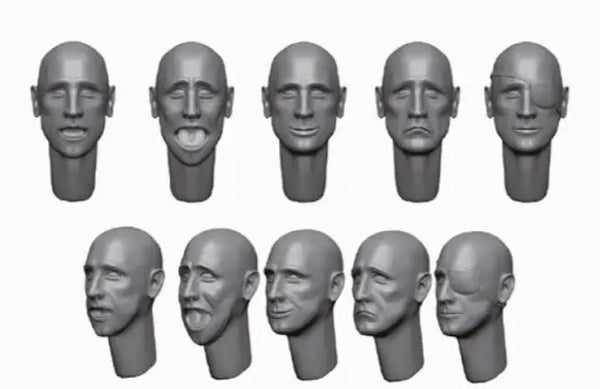1/35 Character Head Set, 20 Figures, Resin Model Figure Kit, Anime Theme, Unassembled and Unpainted