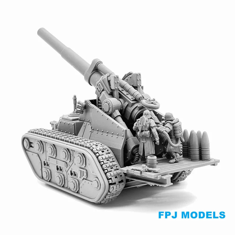 28mm Self-Propelled Gun, 3 Figures, Resin Model Vehicle Kit, Sci-Fi Theme, Unassembled and Unpainted