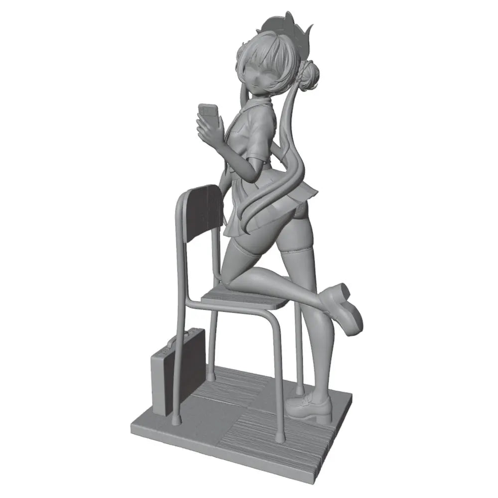 1/24 Seated Anime Schoolgirl with Pigtails, Resin Model Figure Kit, Anime Theme, Unassembled and Unpainted