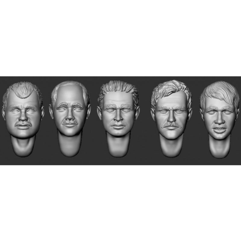 1/35 Generic Male Heads, 5 Figures, Resin Model Bust Kit, Historical Theme, Unassembled and Unpainted