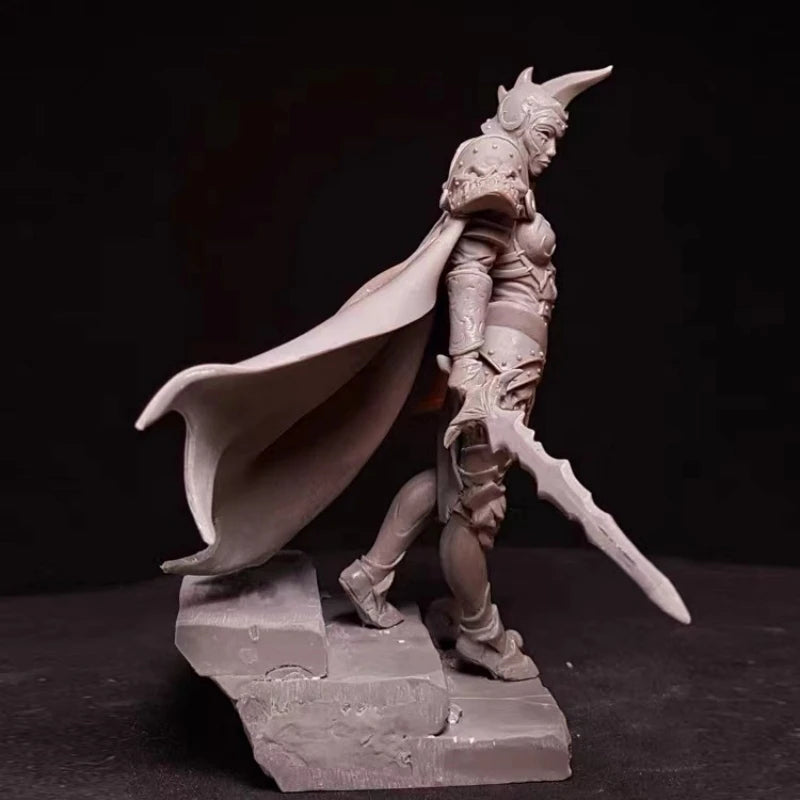 75mm Dark Fantasy Horned Warrior, Resin Model Figure Kit, Fantasy Theme, Unassembled and Unpainted