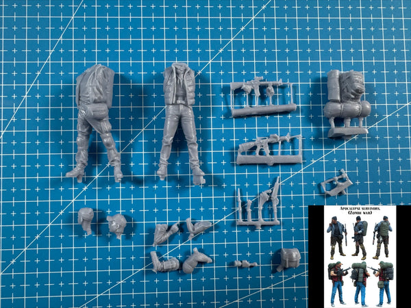 1/35 Modern Zombie Survivors, 6 Figures, Resin Model Figure Kit, Unassembled and Unpainted