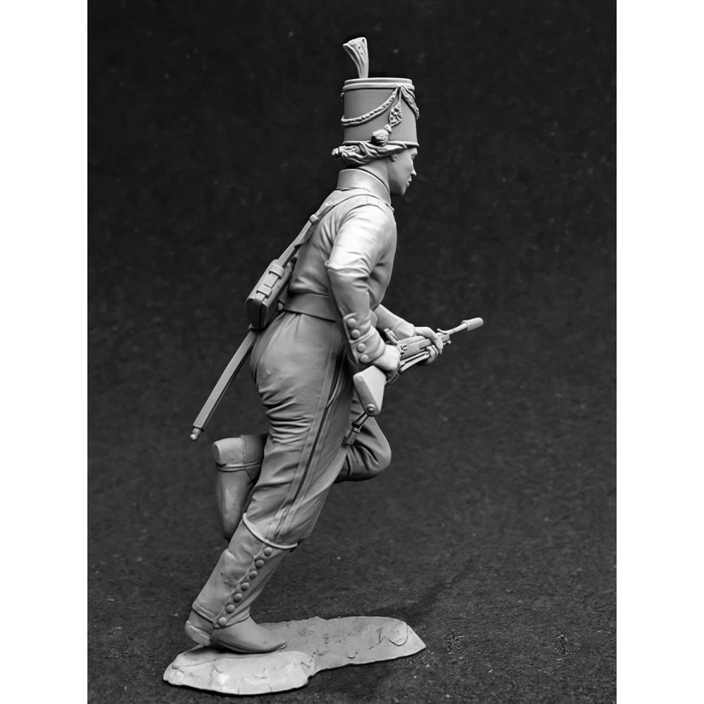 54mm Napoleonic Russian Grenadier Charging with Bayonet, Resin Model Figure Kit, Unassembled and Unpainted