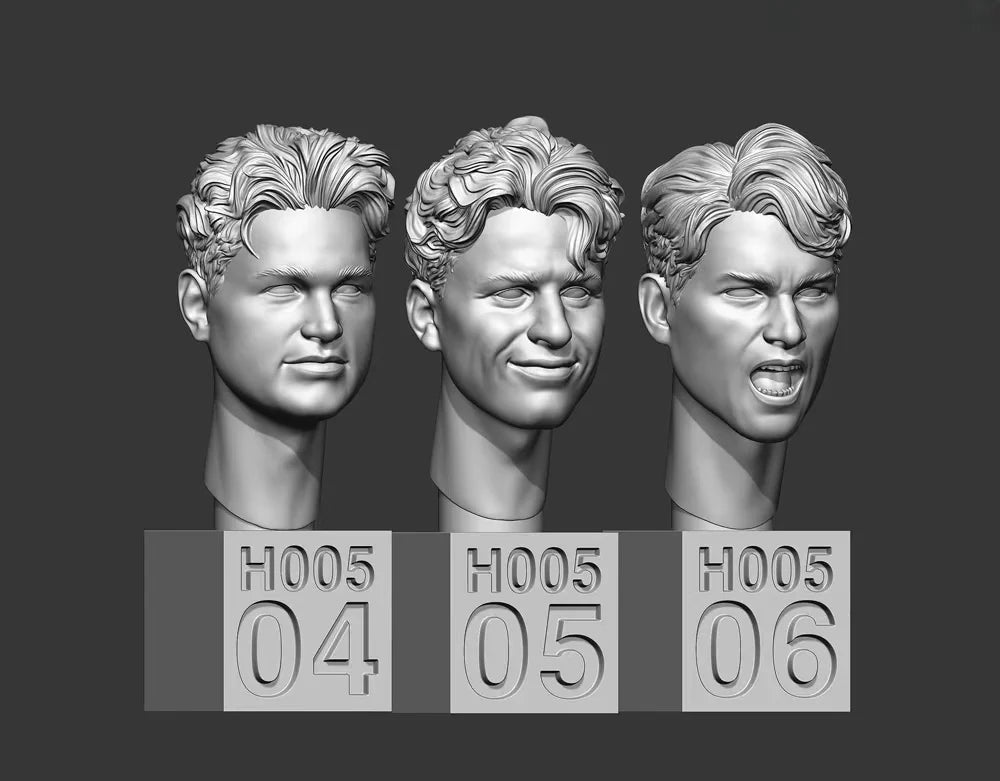 1/35 Male Character Heads, 6 Figures, Resin Model Figure Kit, Anime Theme, Unassembled and Unpainted
