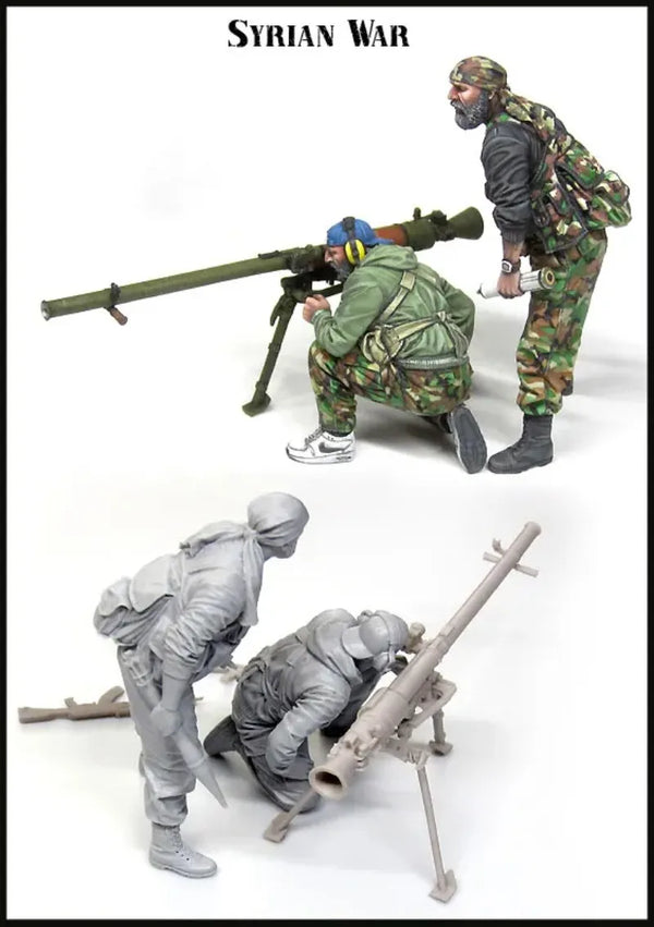 1/35 Modern Syrian War Soldiers with Launcher, 2 Figures, Resin Model Figure Kit, Unassembled and Unpainted
