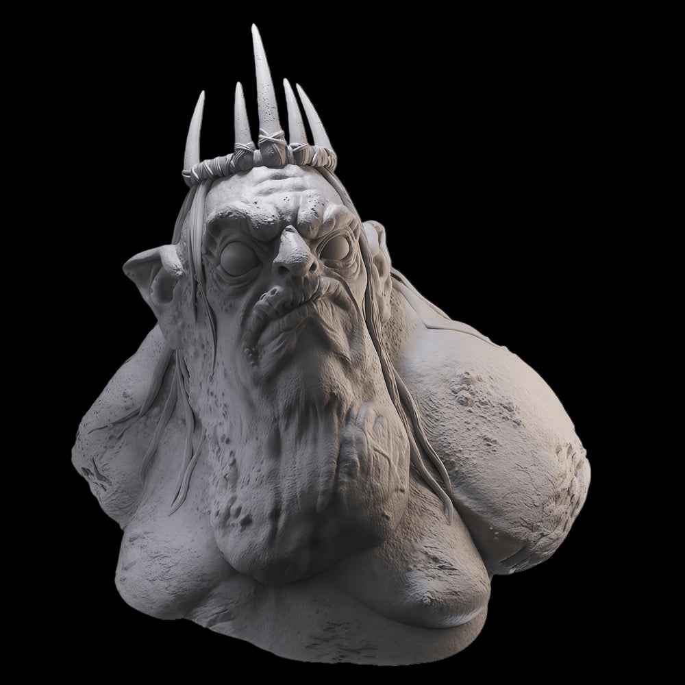 1/10 Tusked Orc King with Spiked Crown, Resin Model Bust Kit, Fantasy Theme, Unassembled and Unpainted