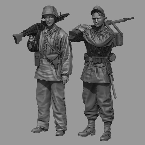 1/35 WWII German MG42 Team, 2 Figures, Resin Model Figure Kit, Unassembled and Unpainted
