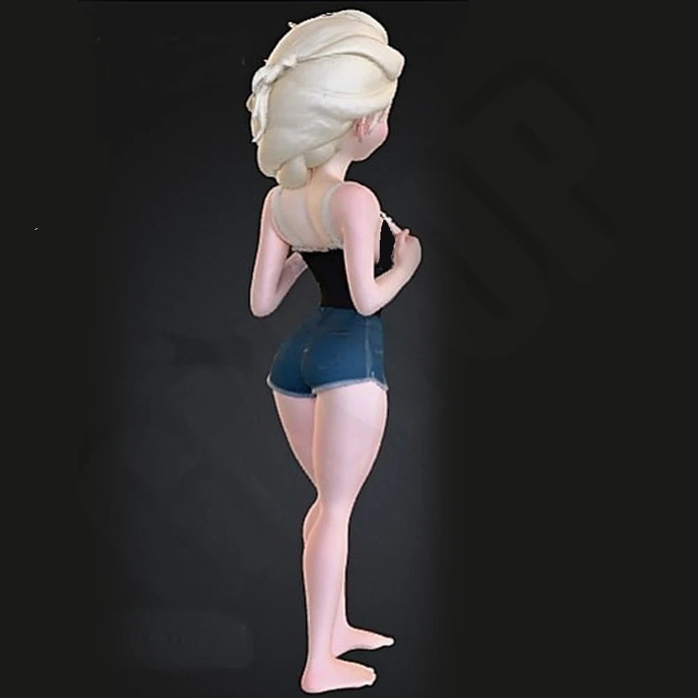 1/24 Blonde Anime Girl in Black Strapless Top and Shorts, Resin Model Figure Kit, Anime Theme, Unassembled and Unpainted