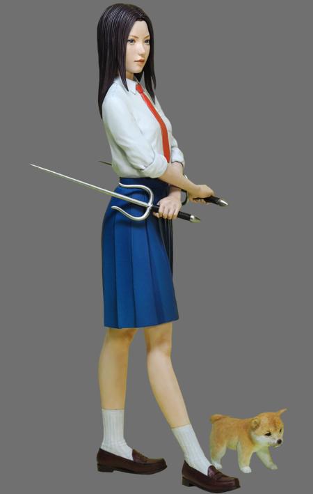 1/8 Schoolgirl with Katana, Resin Model Figure Kit, Anime Theme, Unassembled and Unpainted