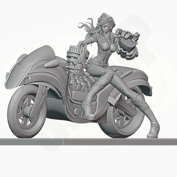 1/24 Tactical Officer on Motorcycle, Resin Model Figure Kit, Anime Theme, Unassembled and Unpainted