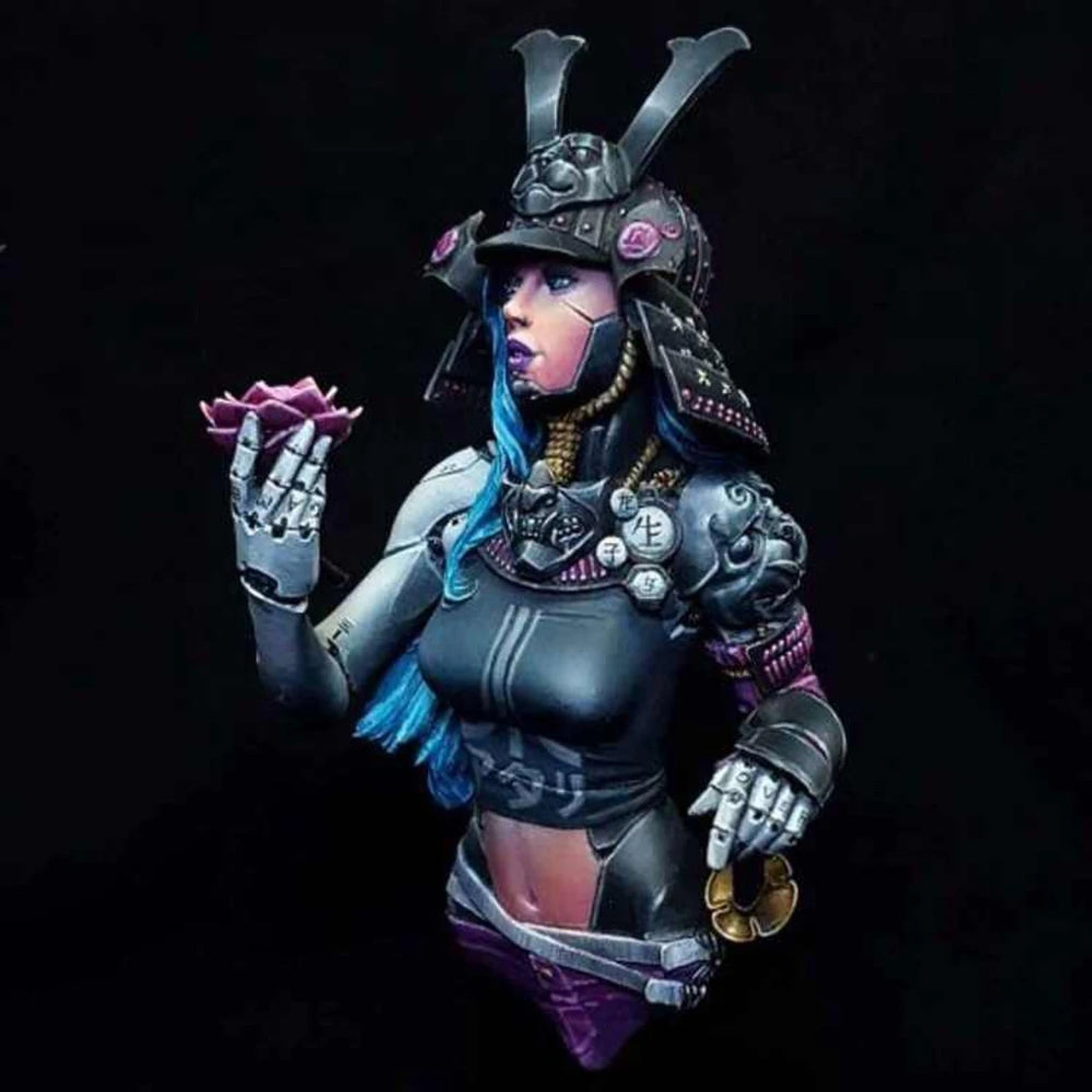1/10 Ancient Armored Female Warrior with Antler Helm, Resin Model Bust Kit, Unassembled and Unpainted
