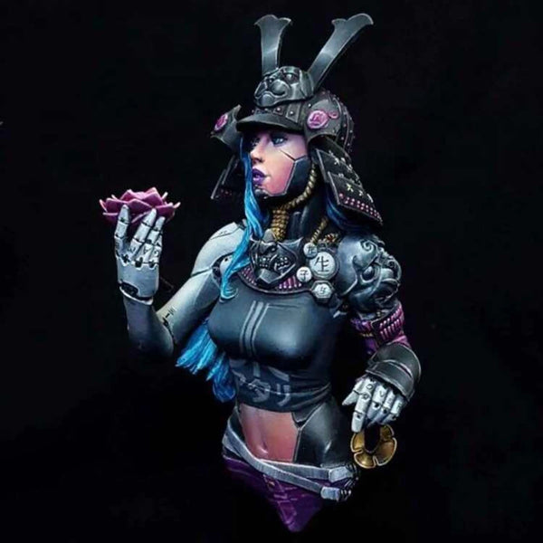 1/10 Ancient Armored Female Warrior with Antler Helm, Resin Model Bust Kit, Unassembled and Unpainted