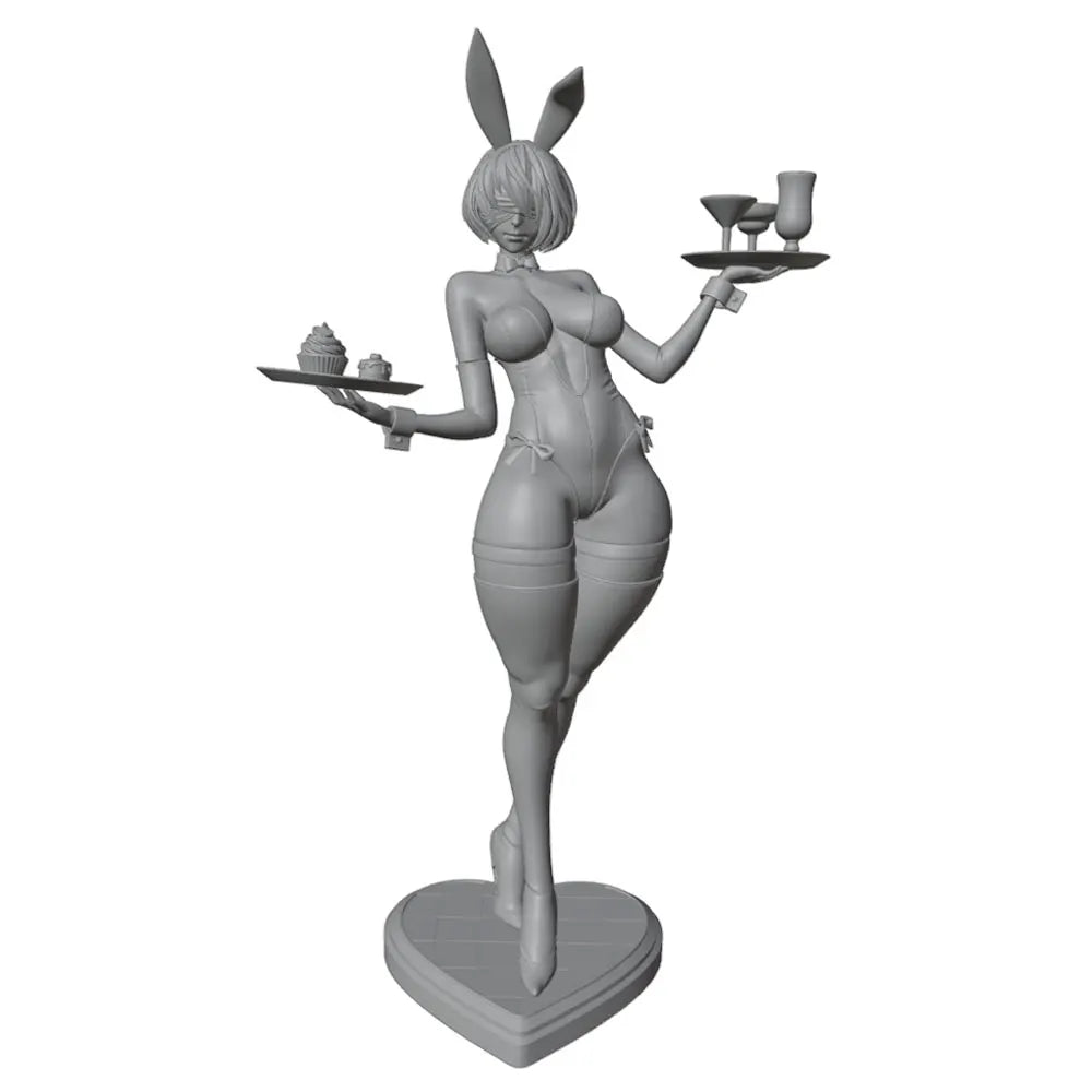 1/24 Bunny Waitress with Serving Trays, Resin Model Figure Kit, Anime Theme, Unassembled and Unpainted