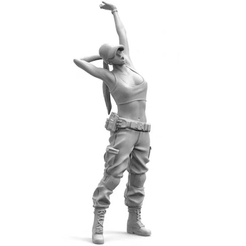 1/35 Female Tactical Operator Arms Raised, Resin Model Figure Kit, Unassembled and Unpainted