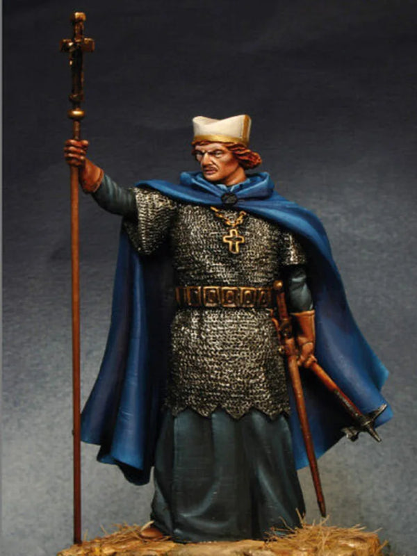 1/24 Ancient Roman Commander with Spear and Blue Cloak, Resin Model Figure Kit, Unassembled and Unpainted