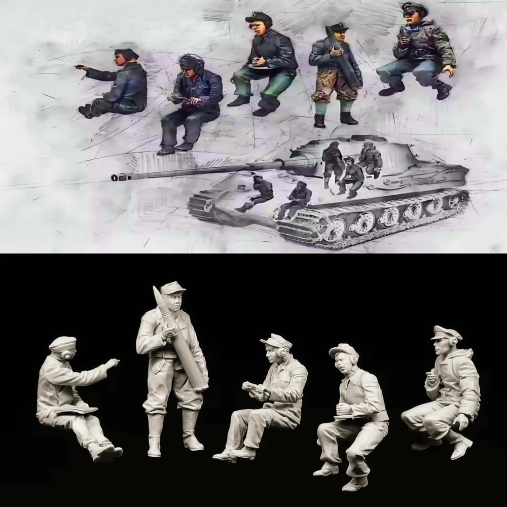 1/35 Modern Tank Squad, 5 Figures, Resin Model Figure Kit, Unassembled and Unpainted