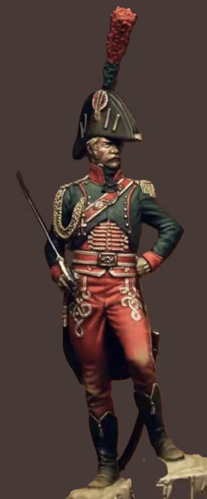 1/24 Napoleonic French Cavalry Officer with Plumed Bicorne, Resin Model Figure Kit, Unassembled and Unpainted