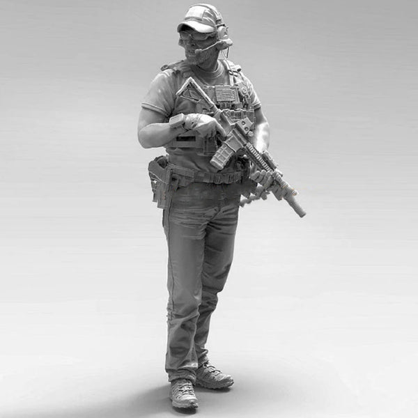 1/16 Modern Tactical Operator with Plate Carrier and Rifle, Resin Model Figure Kit, Unassembled and Unpainted
