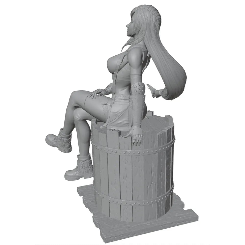 1/24 Pin-up on Barrel Base, Resin Model Figure Kit, Unassembled and Unpainted