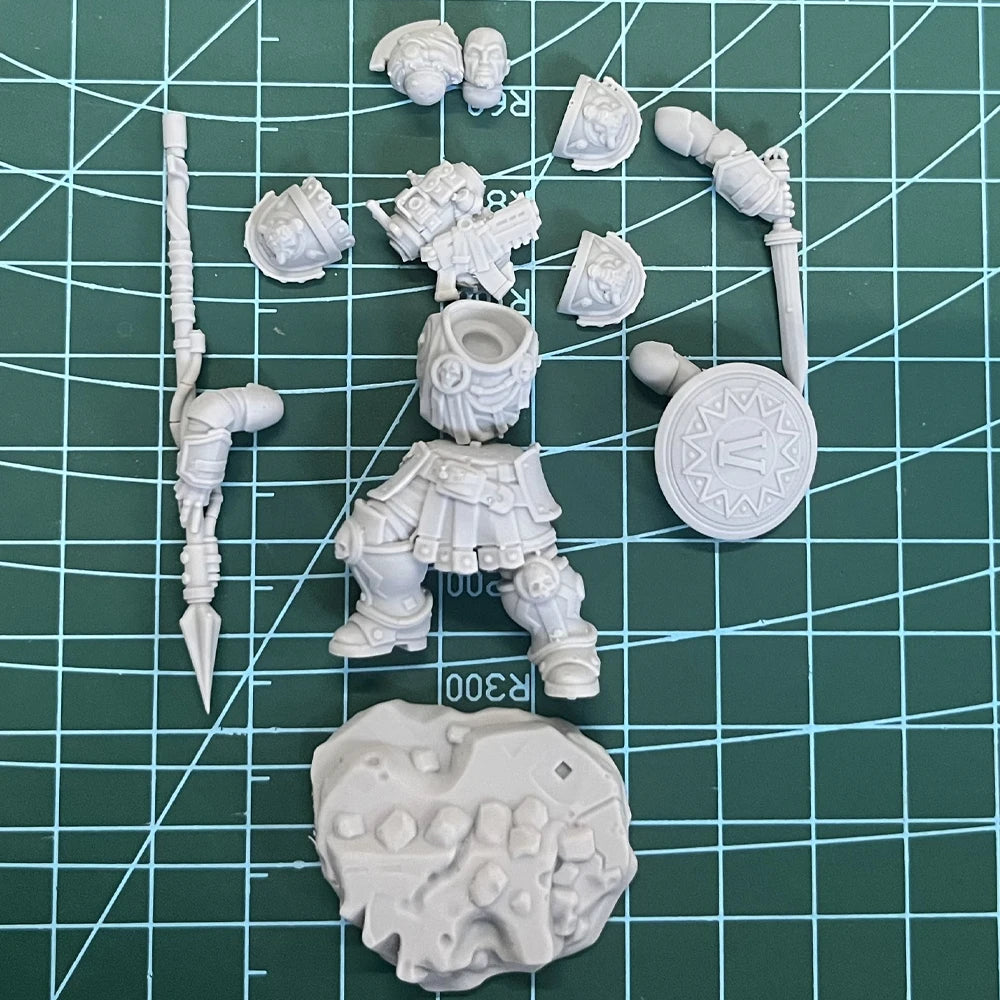 70mm Ornate Plate Knight with Halberd and Shield, Resin Model Figure Kit, Fantasy Theme, Unassembled and Unpainted