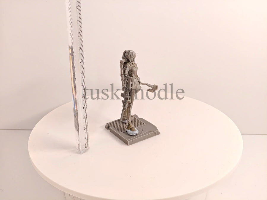 Stylized Female Sci-Fi Warrior with Rifle and Axe 1/24 Resin Figure Kit - resin model view 3