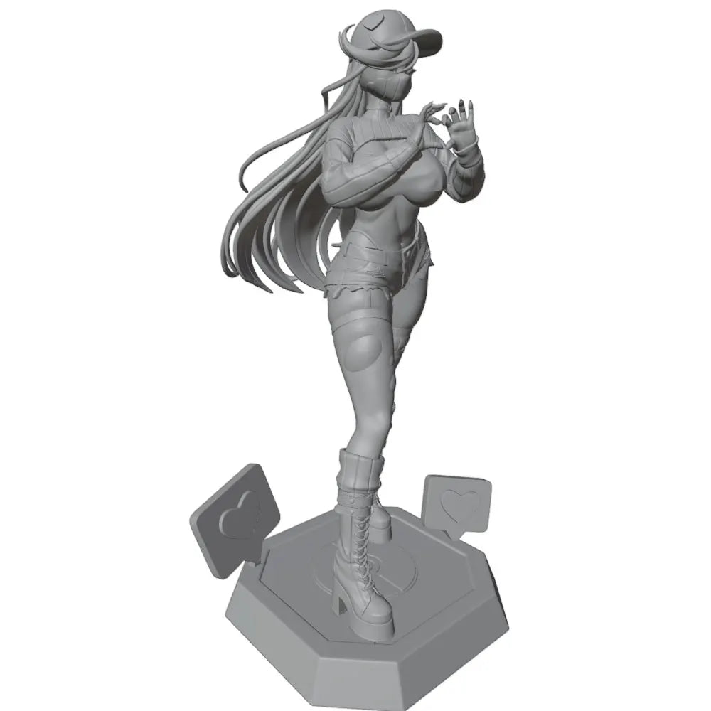 1/24 Girl with Long Hair in Tactical Pose, Resin Model Figure Kit, Anime Theme, Unassembled and Unpainted