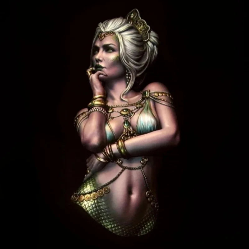 1/10 Contemplative Sorceress with Mermaid Scales, Resin Model Bust Kit, Unassembled and Unpainted