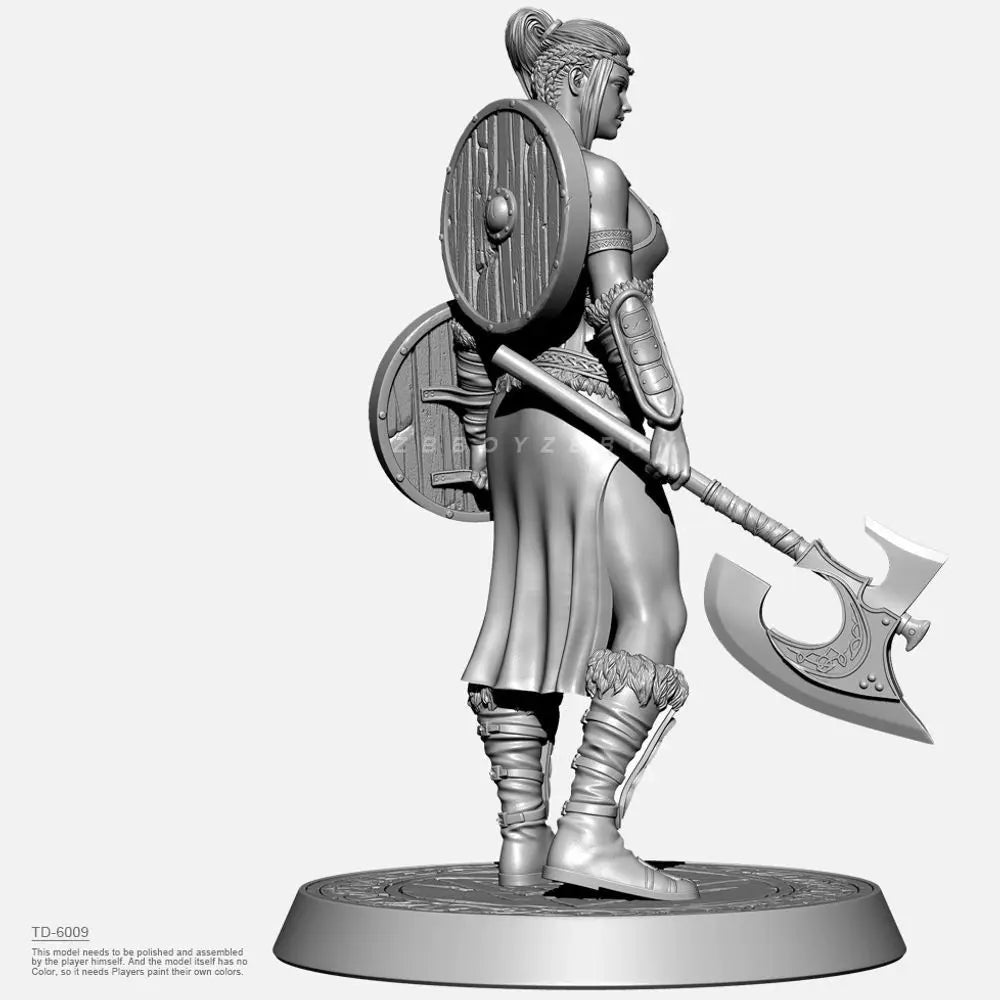 50mm Medieval Viking Female Warrior, Resin Model Figure Kit, Unassembled and Unpainted