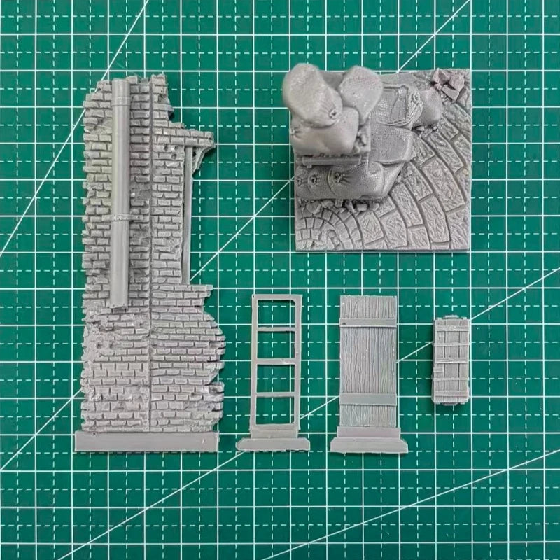 1/35 WWII Ruined House Corner, Resin Model Terrain Kit, Unpainted