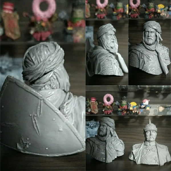 1/10 Medieval Crusader Knight with Turban, Resin Model Bust Kit, Unassembled and Unpainted