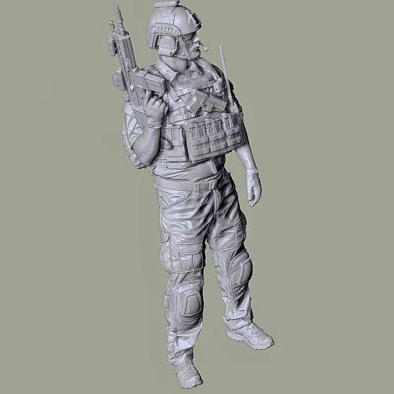 1/16 Modern Tactical Operator with Rifle at Ready, Resin Model Figure Kit, Unassembled and Unpainted