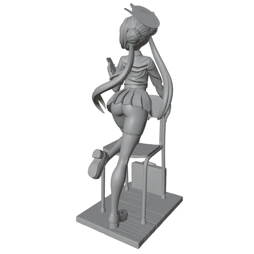1/24 Seated Anime Schoolgirl with Pigtails, Resin Model Figure Kit, Anime Theme, Unassembled and Unpainted