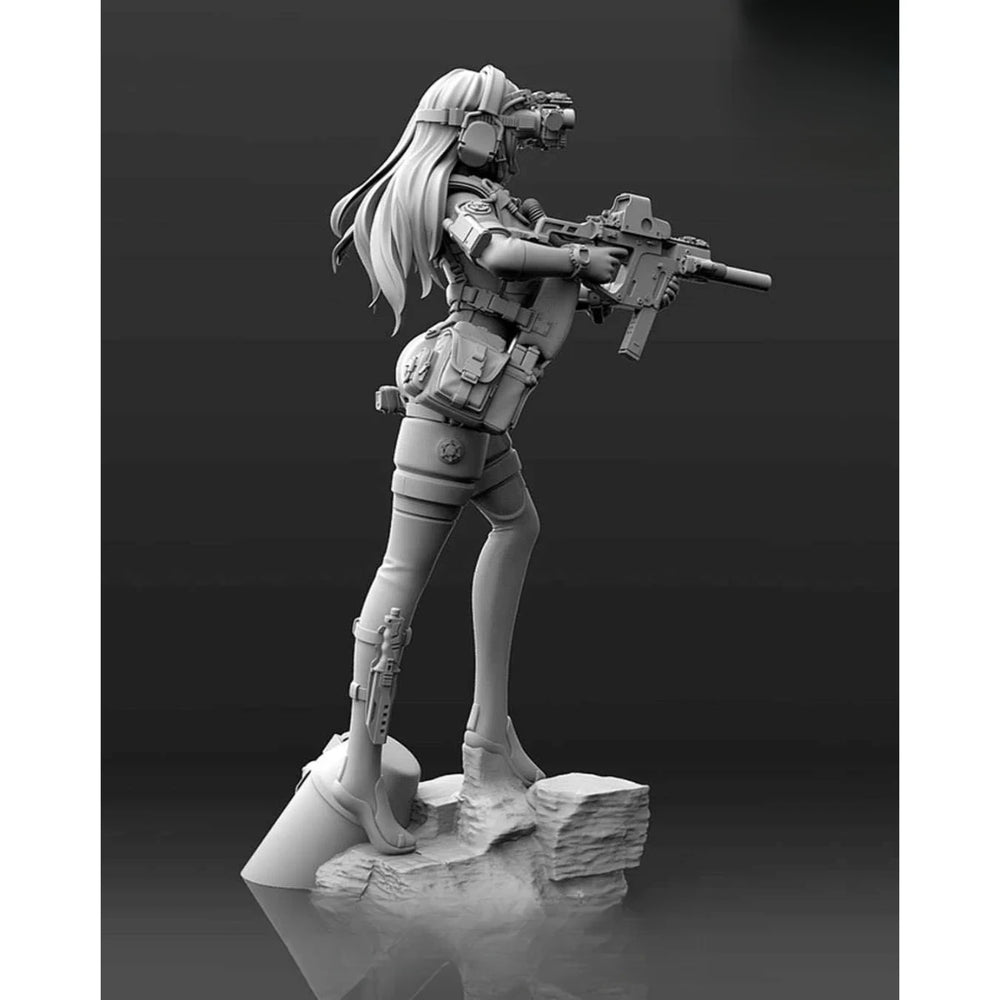 1/35 Modern Anime Female Soldier, Resin Model Figure Kit, Unassembled and Unpainted